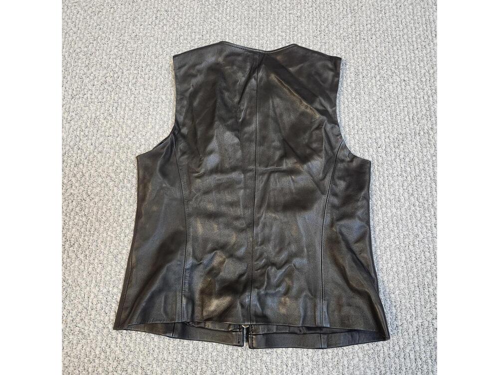 Talbots Black Leather Sleeveless Vest Petite Size 6 - Picture 7 of 8